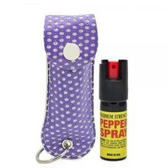 TACTICAL STUN GUN FLASHLIGHT + POCKET KNIFE + PEPPER SPRAY PURPLE SELF DEFENSE - BLADE ADDICT