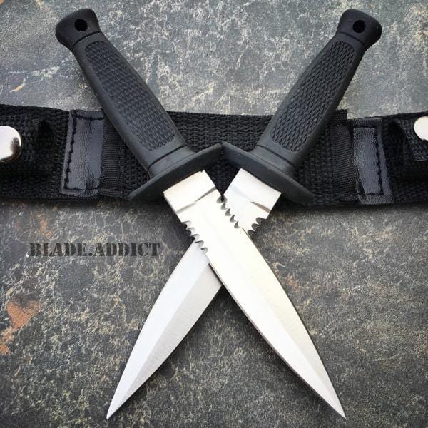 2PC 7" Military Tactical Combat Throwing Knife Dagger Set Hunting Ninja Naruto - BLADE ADDICT
