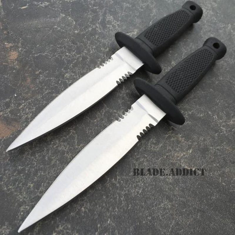 2PC 7" Military Tactical Combat Throwing Knife Dagger Set Hunting Ninja Naruto - BLADE ADDICT