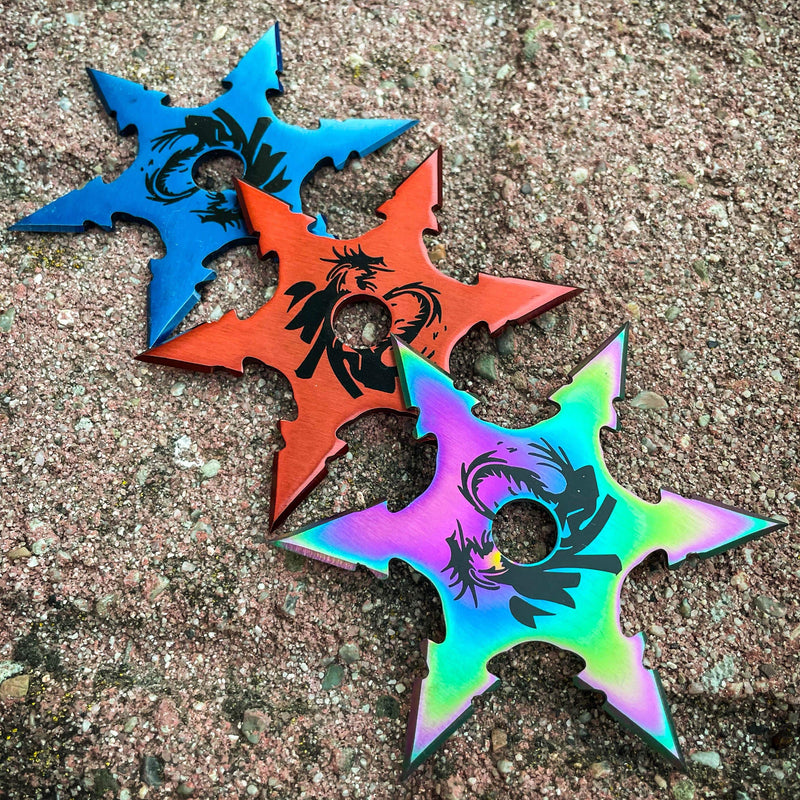 3 PC Set Ninja Throwing Stars Anime Shuriken Knife Blade Six-Sided - BLADE ADDICT