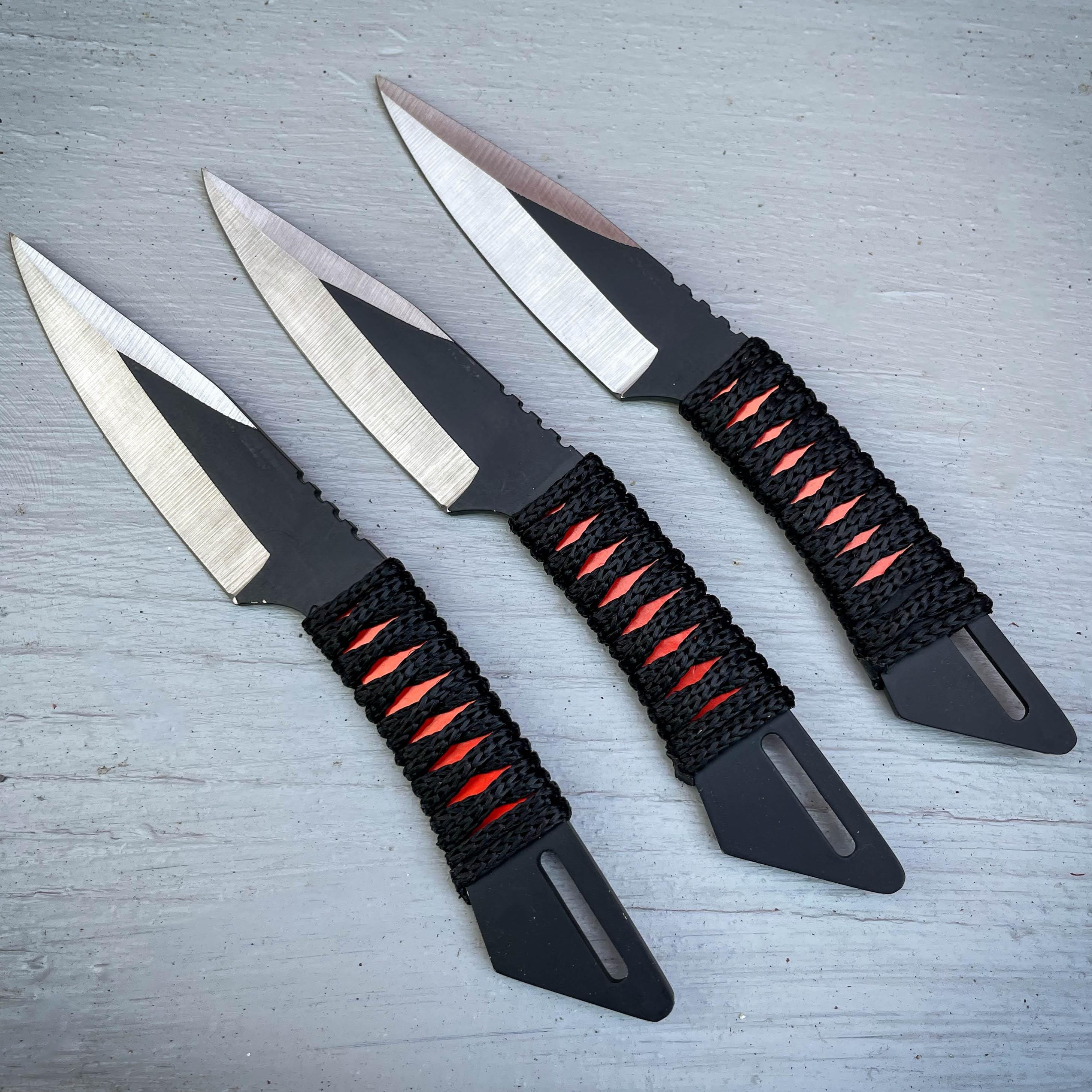 24pc Naruto Kunai 6 THROWING KNIVES Ninja Knife Fixed Blade Dagger SET  w/Sheath
