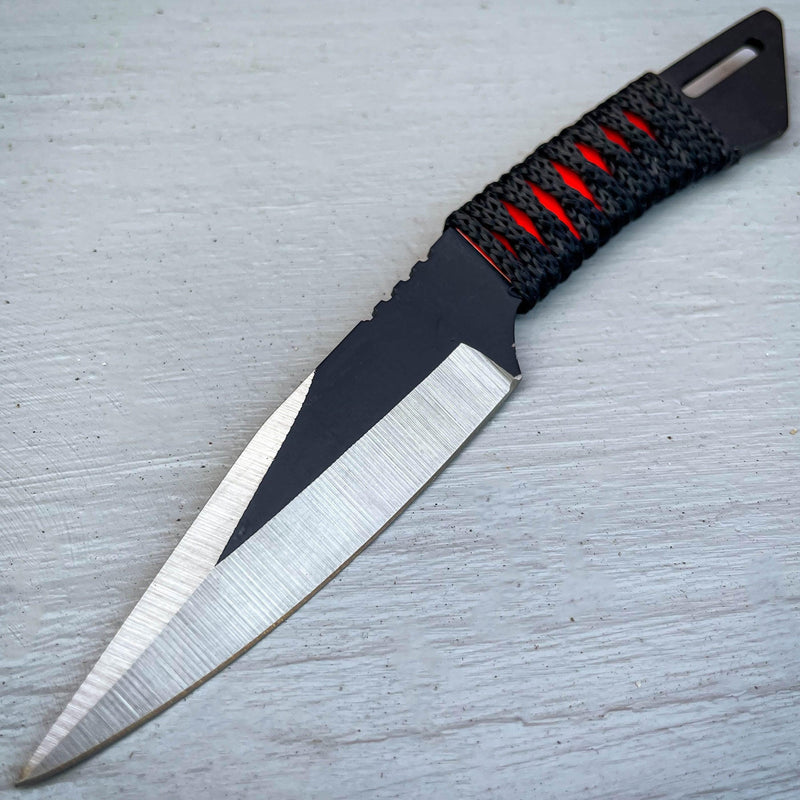 3PC 6" Ninja Tactical Kunai Fixed Blade Naruto Combat Throwing Knife Knives Set - BLADE ADDICT