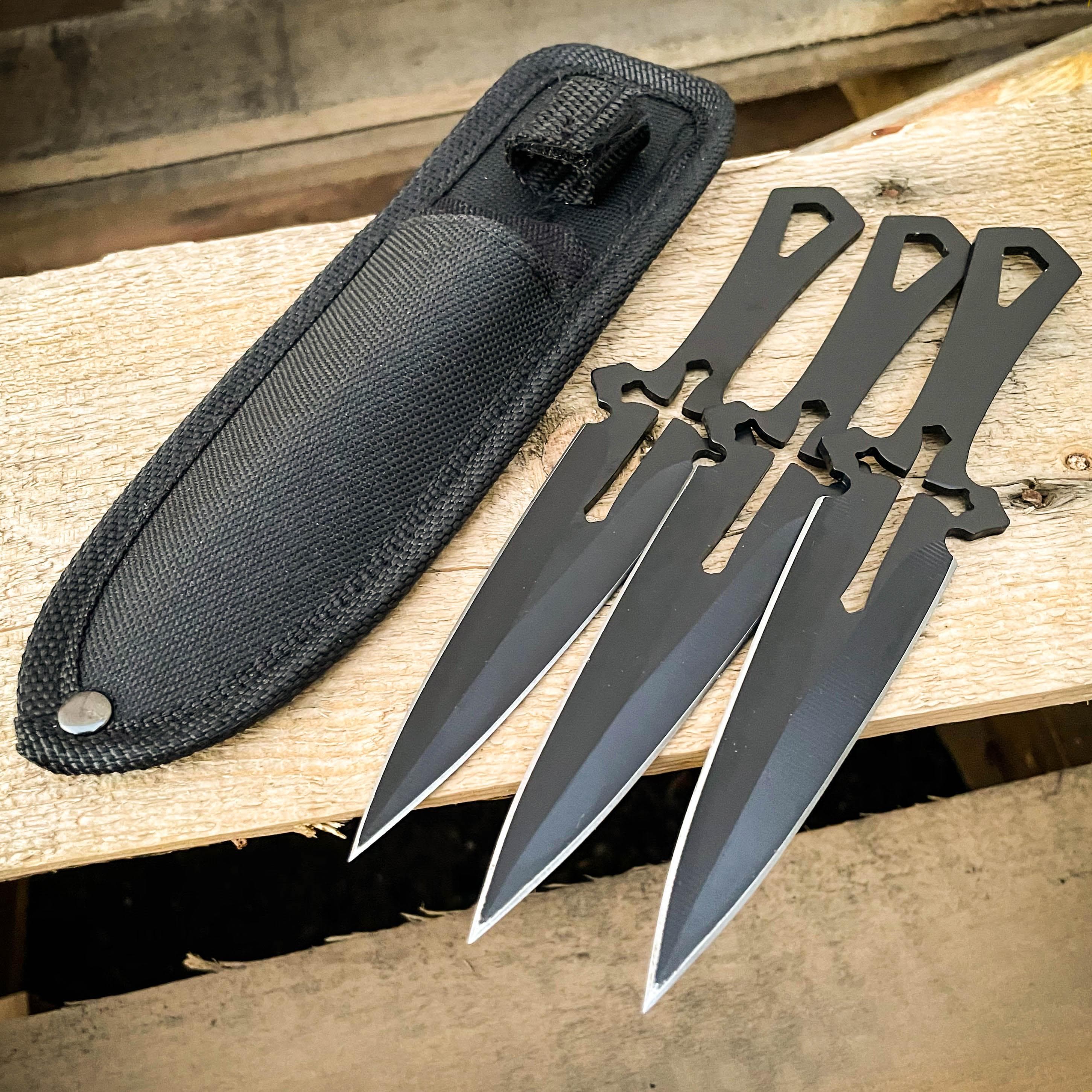 6pc SET Black Tactical KUNAI NINJA Throwing Knives HUNTING Combat w/Sheath  7