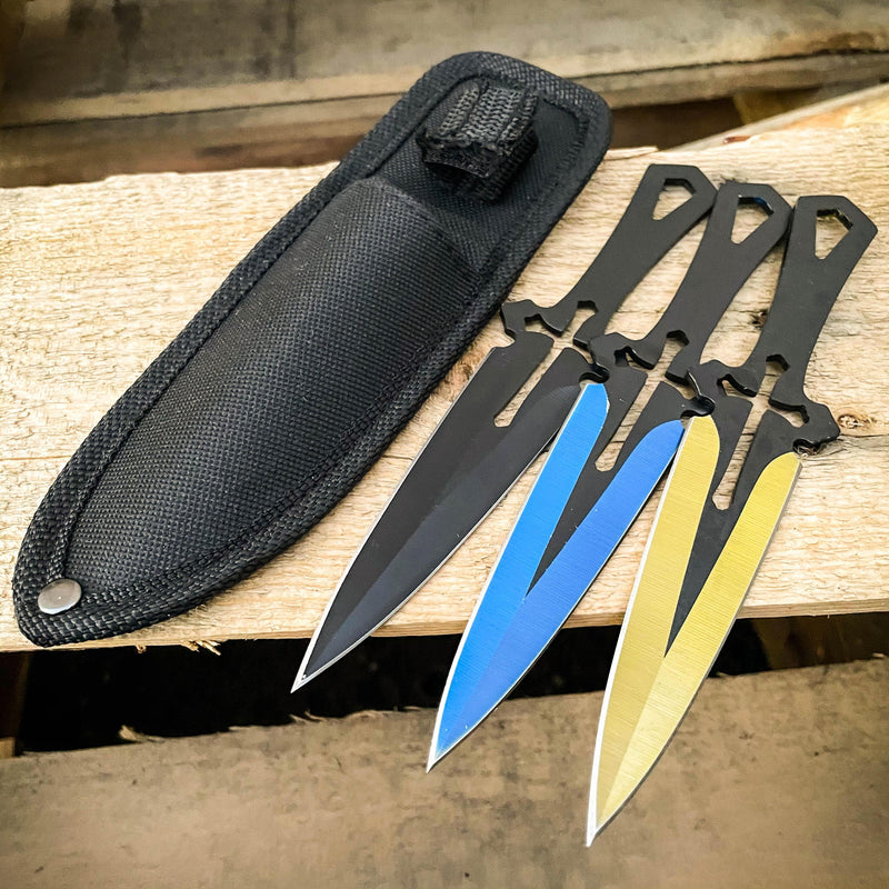 3 PC 6.5" Tactical Ninja Hunting Combat Naruto Kunai Throwing Knife + Sheath C3 - BLADE ADDICT