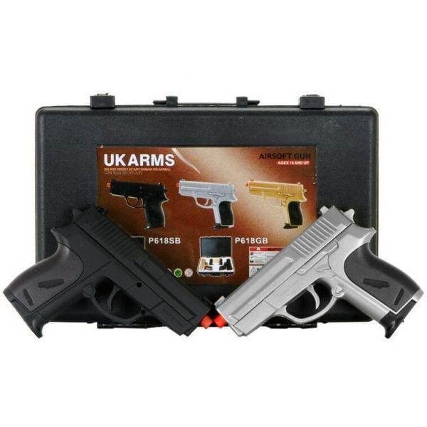 CYMA Dual Airsoft Spring Pistols P618SB Compact Combo Hand Gun - BLADE ADDICT