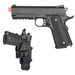 FULL SIZE METAL SPRING M1911 AIRSOFT PISTOL w/ HIP HOLSTER 6mm BB - BLADE ADDICT