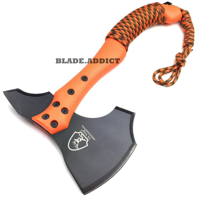 12" Orange SURVIVAL TOMAHAWK TACTICAL THROWING AXE w SHEATH - BLADE ADDICT