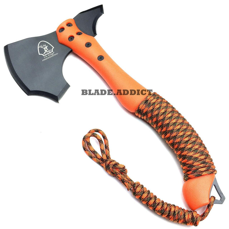 12" Orange SURVIVAL TOMAHAWK TACTICAL THROWING AXE w SHEATH - BLADE ADDICT