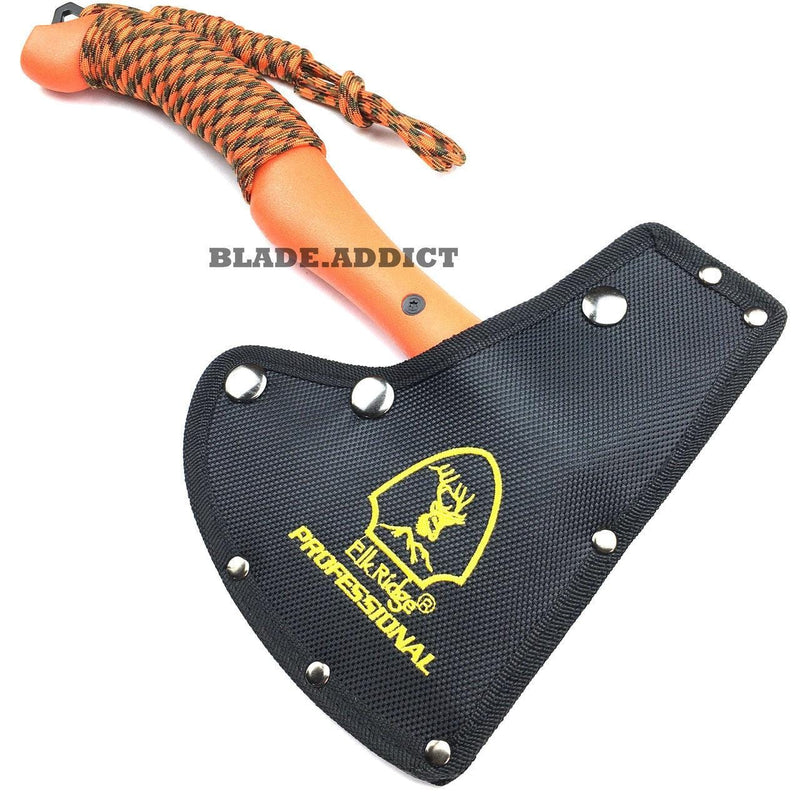 12" Orange SURVIVAL TOMAHAWK TACTICAL THROWING AXE w SHEATH - BLADE ADDICT