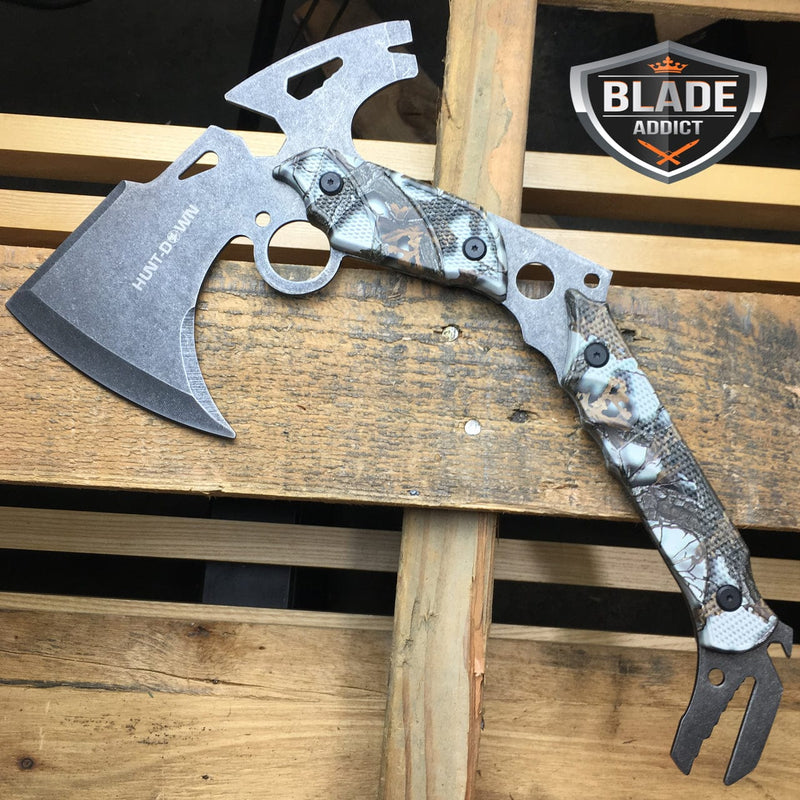 13" TOMAHAWK TACTICAL THROWING AXE STONEWASH BATTLE Hatchet Knife - BLADE ADDICT