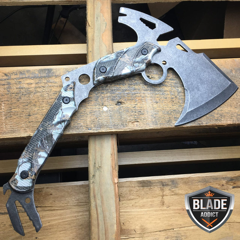 13" TOMAHAWK TACTICAL THROWING AXE STONEWASH BATTLE Hatchet Knife - BLADE ADDICT
