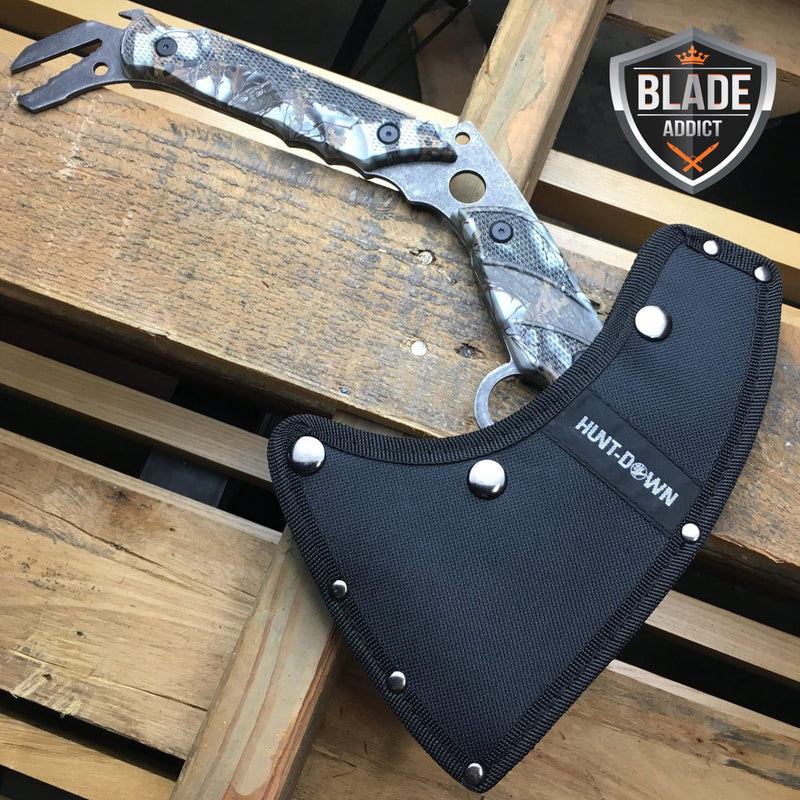 13" TOMAHAWK TACTICAL THROWING AXE STONEWASH BATTLE Hatchet Knife - BLADE ADDICT