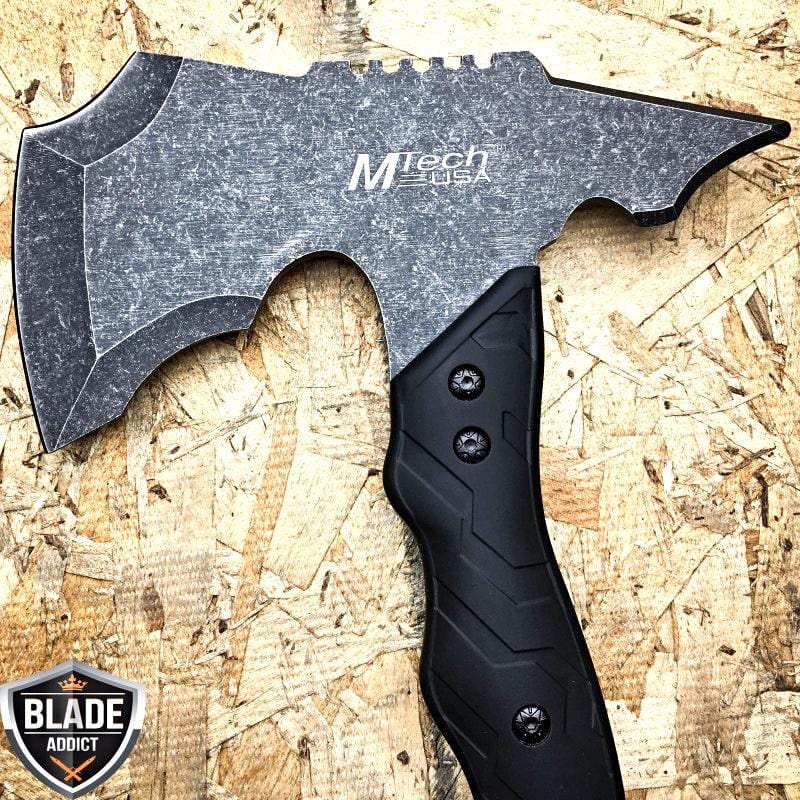 15" STONEWASH Battle Hatchet Axe - BLADE ADDICT