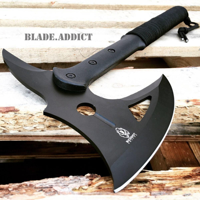 16" SURVIVAL CAMPING TOMAHAWK THROWING AXE BATTLE Hatchet hunting knife tactical - BLADE ADDICT