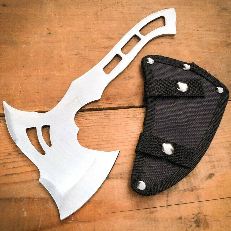 Full Tang Stainless Steel Tomahawk Throwing Axe Hatchet Camping Axe - BLADE ADDICT