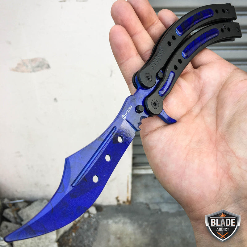 CSGO Butterfly Balisong Trainer Tactical Knife + Case Tool (PHASE 2) Blue Sapphire - BLADE ADDICT