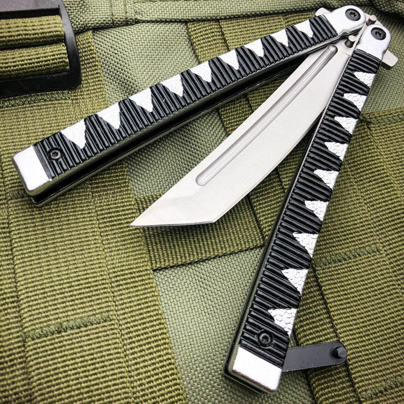 9.5" Samurai Japanese Style Tanto Blade Balisong Butterfly Knife - BLADE ADDICT
