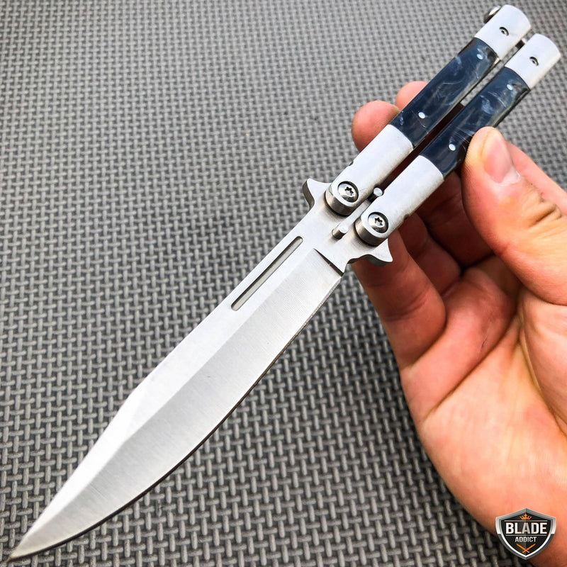 Tactical Balisong Butterfly Knife Black Pearl - BLADE ADDICT