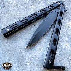 Striker Balisong Butterfly Knife Black - BLADE ADDICT