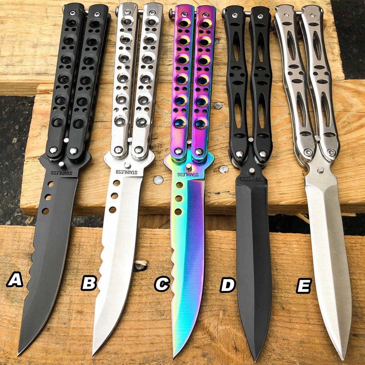  Butterfly Knife Trainer - Balisong Trainer - Practice Butterfly  Knife - Balisong Butterfly Knives NOT Real NOT Sharp Blade - Wood Dull  Trick Butterfly Knifes - Butter Fly Knife Training