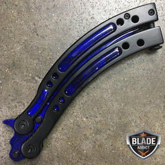 CSGO BLUE SAPPHIRE Butterfly Balisong Practice Knife Combat Trainer - BLADE ADDICT