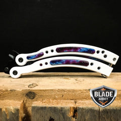 CSGO Butterfly Trainer Balisong Knife - White Galaxy - BLADE ADDICT