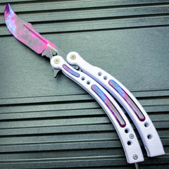 CSGO Butterfly Trainer Balisong Knife - White Galaxy - BLADE ADDICT