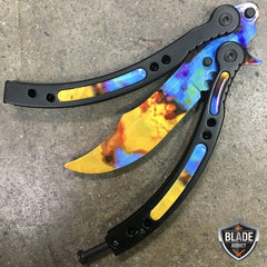 CSGO CASE HARDENED Balisong Practice Butterfly Knife Tactical Trainer - BLADE ADDICT