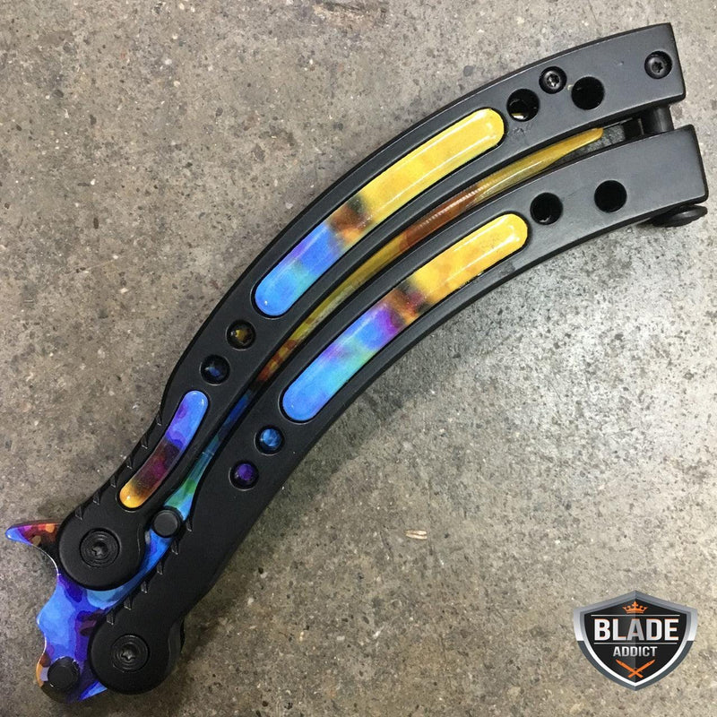 CSGO CASE HARDENED Balisong Practice Butterfly Knife Tactical Trainer - BLADE ADDICT