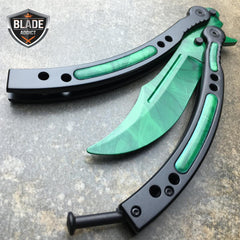 CSGO GAMMA EMERALD DOPPLER Knife Balisong Butterfly Trainer - BLADE ADDICT