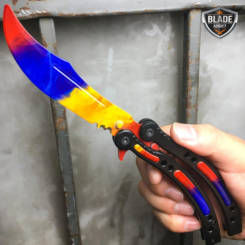 CSGO MARBLE FADE Practice Knife Quality Balisong Combat Trainer - BLADE ADDICT