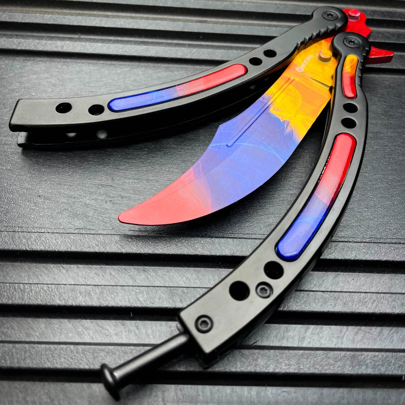 CSGO MARBLE FADE Practice Knife Quality Balisong Combat Trainer - BLADE ADDICT