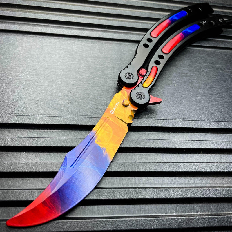 CSGO MARBLE FADE Practice Knife Quality Balisong Combat Trainer - BLADE ADDICT