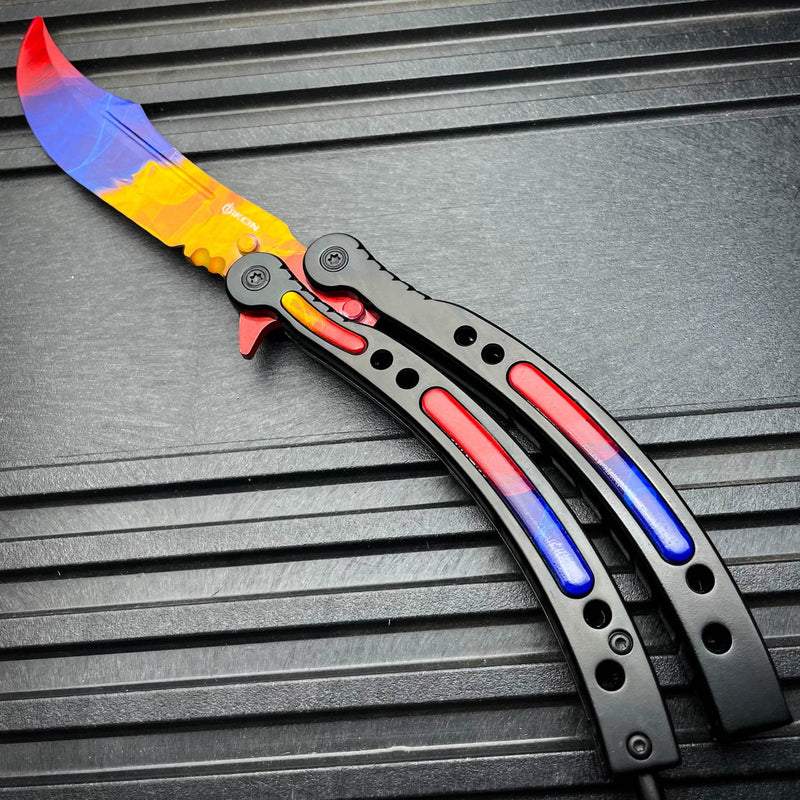 CSGO MARBLE FADE Practice Knife Quality Balisong Combat Trainer - BLADE ADDICT