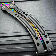 CSGO RAINBOW FADE Practice Knife Balisong Butterfly Tactical Trainer - BLADE ADDICT