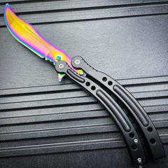 CSGO RAINBOW FADE Practice Knife Balisong Butterfly Tactical Trainer - BLADE ADDICT