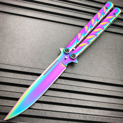 Vortex Balisong Butterfly Knife Rainbow - Clip Point - BLADE ADDICT
