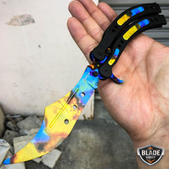 CSGO Butterfly Balisong Trainer Tactical Knife + Case Tool (PHASE 2) Case Hardened - BLADE ADDICT