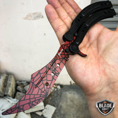CSGO Butterfly Balisong Trainer Tactical Knife + Case Tool (PHASE 2) Crimson Web - BLADE ADDICT