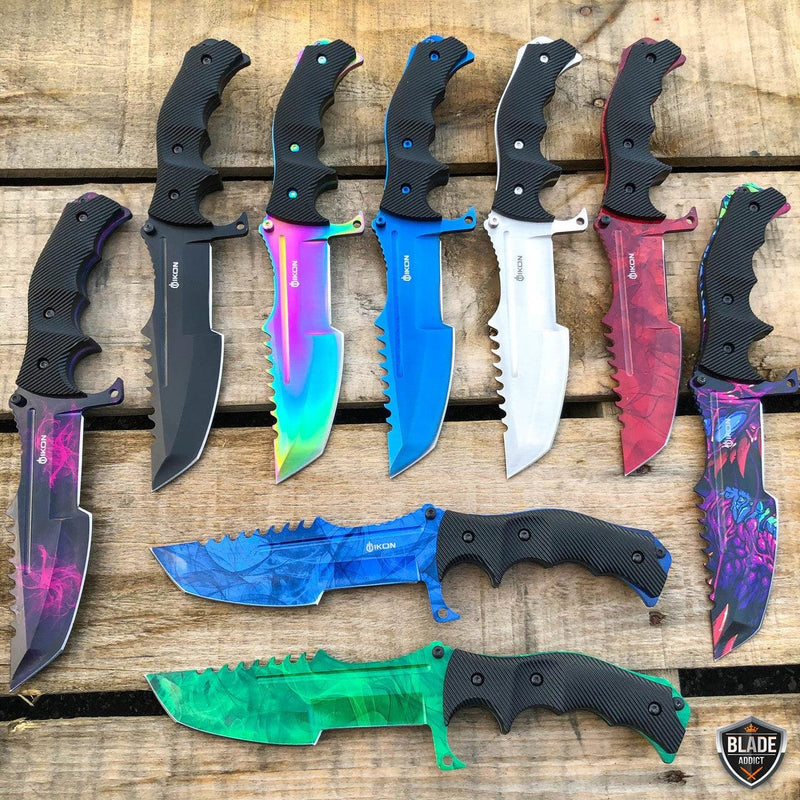 11 CSGO Tactical Hunting Tracker FIXED Blade Survival Bowie Knife RAINBOW  FADE