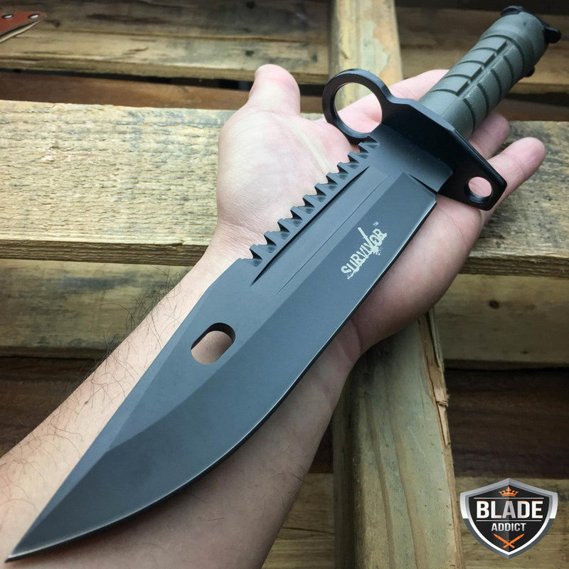 13" Bayonet Military Tactical Survival Hunting Knife Fixed Blade Rambo - BLADE ADDICT