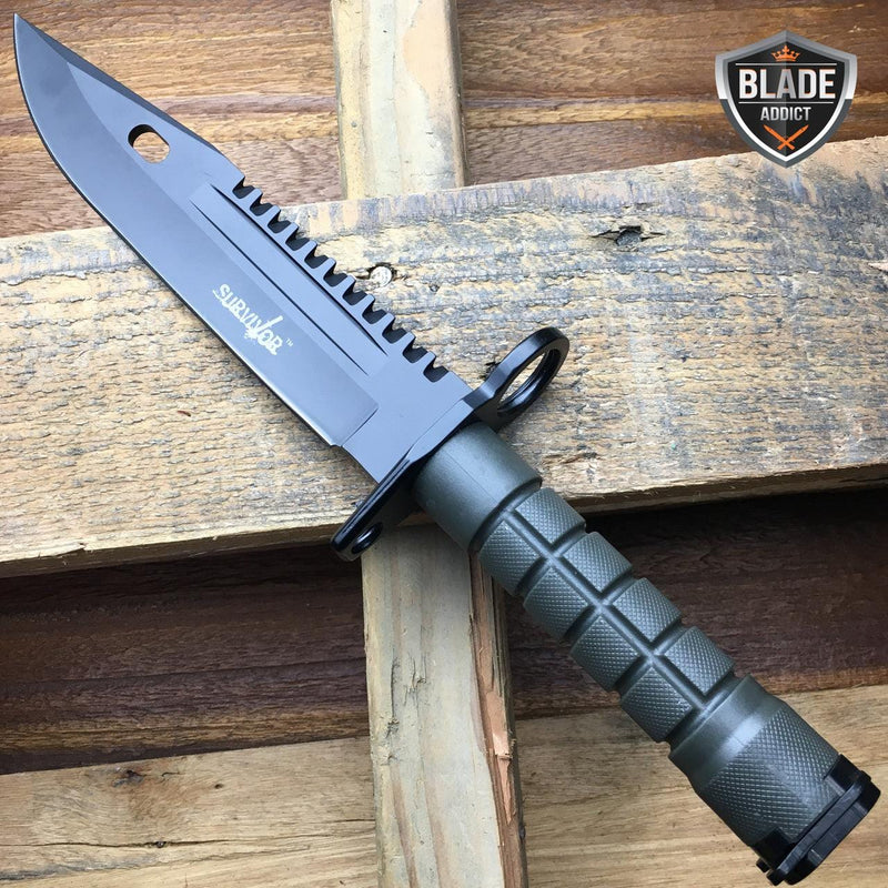 13" Bayonet Military Tactical Survival Hunting Knife Fixed Blade Rambo - BLADE ADDICT