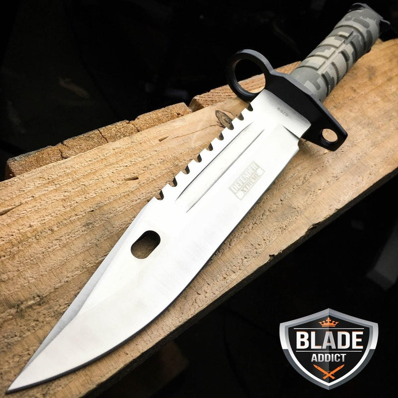 13" Military Combat Fixed Blade Hunting Knife Bayonet Tactical Bowie - BLADE ADDICT