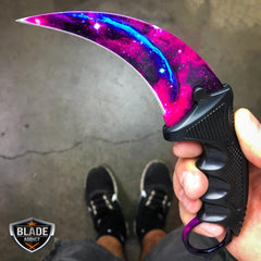 2PC COMBAT KARAMBIT NECK KNIFE Hunting BOWIE FIXED BLADE GALAXY - BLADE ADDICT