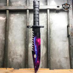 2PC CSGO Tactical Fixed Blade Hunting Blade Bayonet Bowie GALAXY + FLIP Knife - BLADE ADDICT