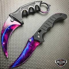 2PC CSGO Tactical FOLDING Open POCKET KNIFE Galaxy Blade - BLADE ADDICT