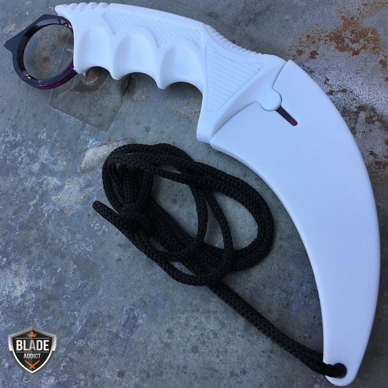 2PC CSGO White Galaxy Karambit + Butterfly Balisong Trainer Knife - BLADE ADDICT