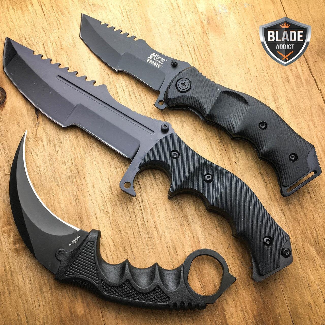 3PC BLACK TACTICAL COUNTER-STRIKE CSGO HUNTSMAN Set | BLADE ADDICT