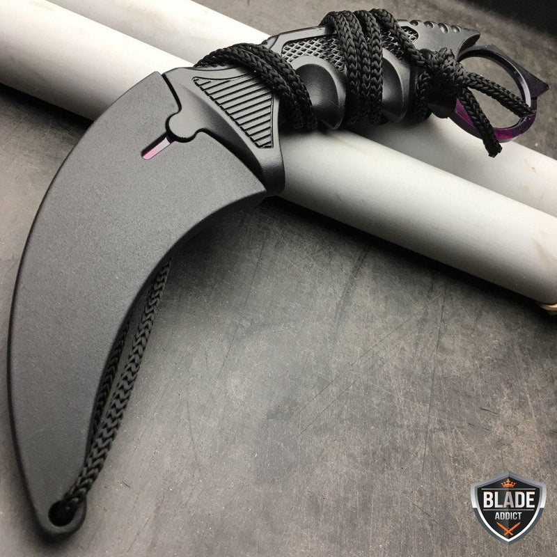 4 PC CSGO Black Galaxy Gut Hook Fixed Blade Bayonet FLIP Knife Karambit NEW - BLADE ADDICT