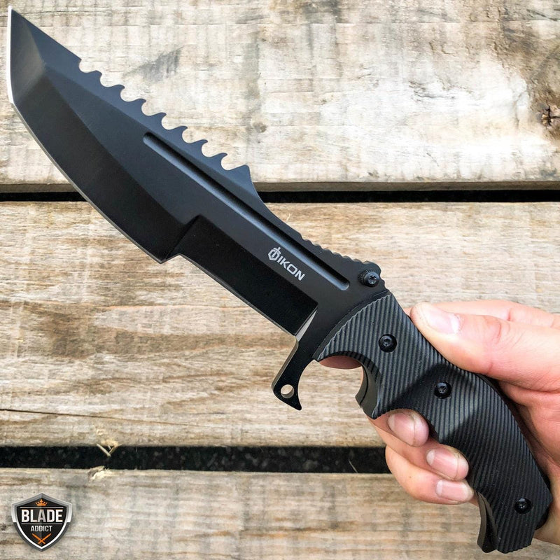 11" CSGO Tactical Hunting Fixed Blade Survival Bowie Tracker Knife NEW Black - BLADE ADDICT